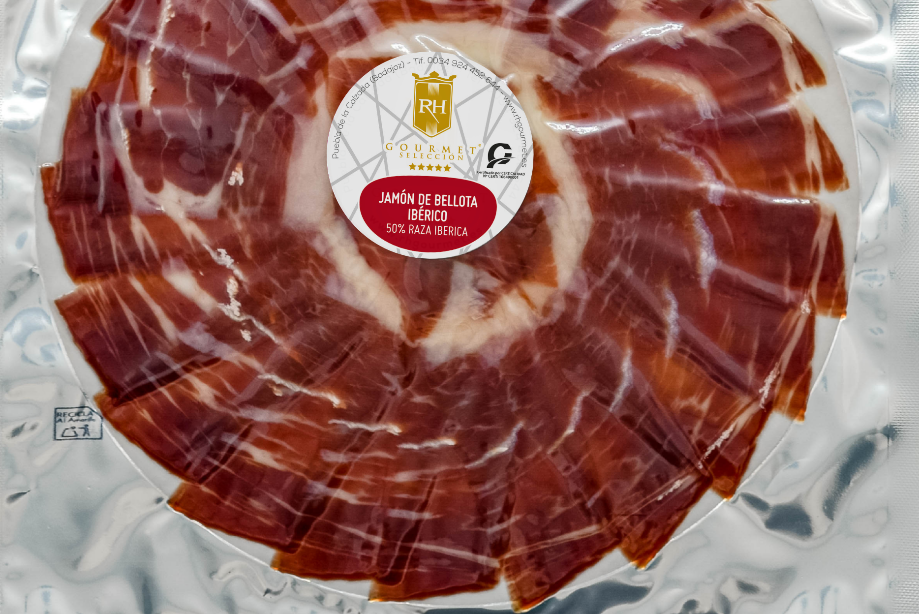 Jamón de Bellota Ibérico 50% Raza Ibérica Corte a Cuchillo, sobres 100g