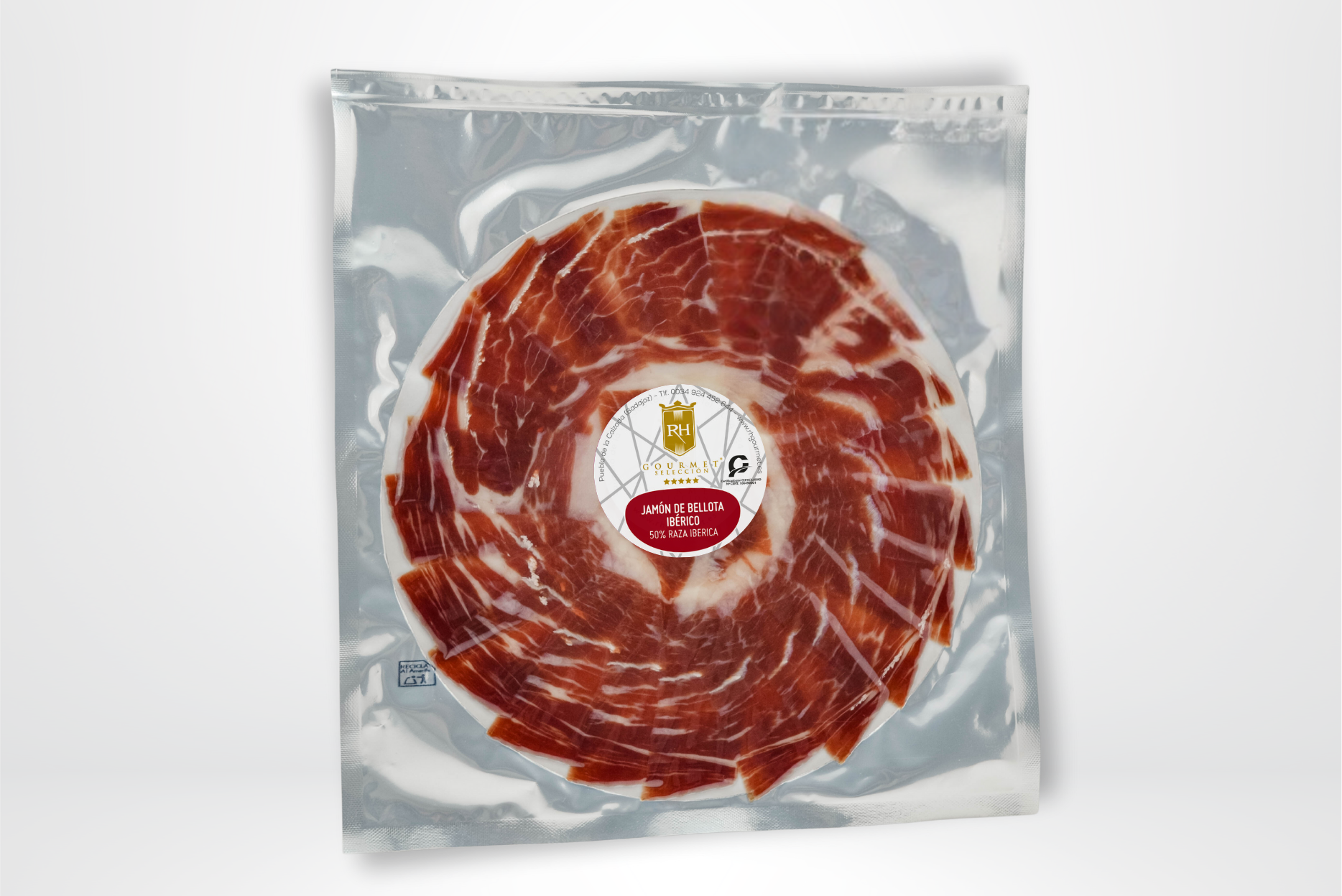 Jamón de Bellota Ibérico 50% Raza Ibérica Corte a Cuchillo, sobres 100g