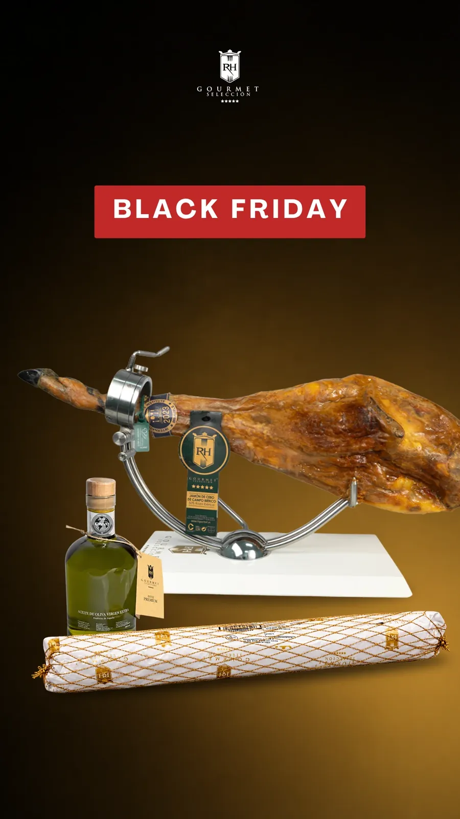 Jamón de cebo de campo, chorizo de coppa y AOVE RH Premium